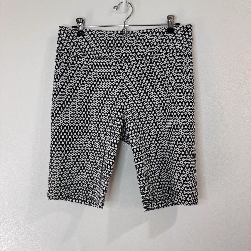 Elliot Lauren Shorts 10 Pull On Black White Geometric Slimming Waist Stretch
